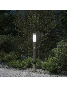 Lampada a paletto con sensore e presa 80 cm Acciaio Inox IP44
