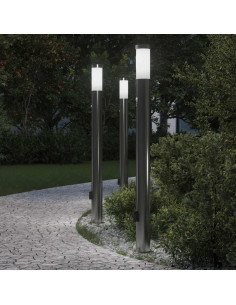 Lampioni a dissuasore con sensore e presa 3 pz 110 cm Acciaio Inox IP44