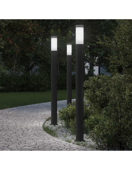 Lampioni a palo 3 pz 110 cm Acciaio Inox IP44