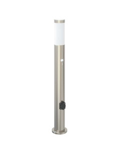 Lampada a paletto con sensore e presa 80 cm Acciaio Inox IP44 2