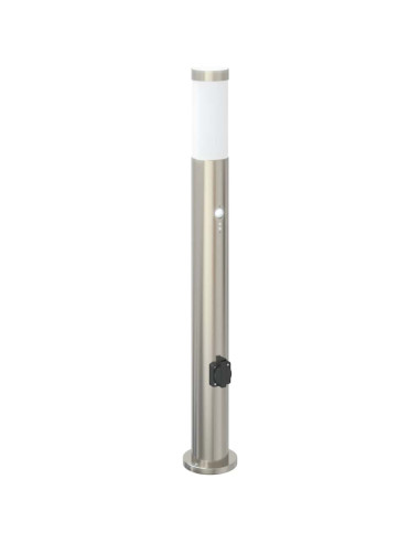 Lampada a paletto con sensore e presa 80 cm Acciaio Inox IP44