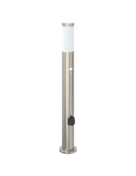 Lampada a paletto con sensore e presa 80 cm Acciaio Inox IP44