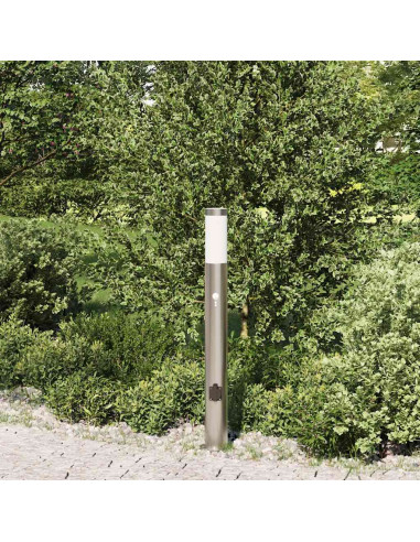 Lampada a paletto con sensore e presa 80 cm Acciaio Inox IP44