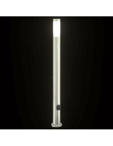 Lampada a paletto con sensore e presa 110 cm Acciaio Inox IP44