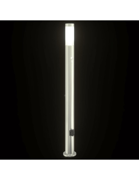 Lampada a paletto con sensore e presa 110 cm Acciaio Inox IP44