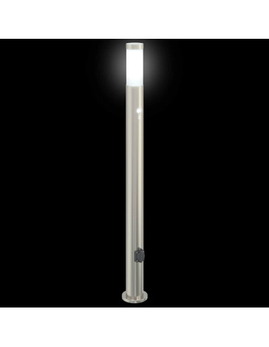 Lampioni a dissuasore con sensore e presa 3 pz 110 cm Acciaio Inox IP44
