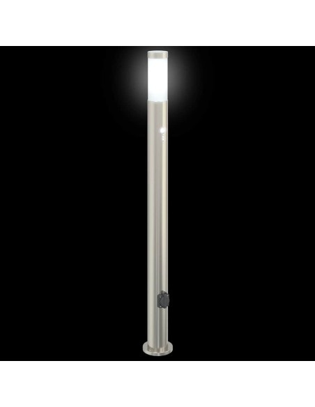Lampioni a dissuasore con sensore e presa 3 pz 110 cm Acciaio Inox IP44