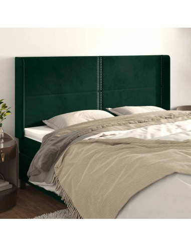 Testiera ad Orecchio Verde Scuro 203x16x118/128 cm in Velluto