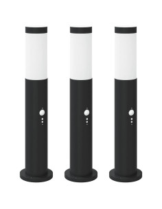 Lampioni a paletto con sensore 3 pz 50 cm Acciaio Inox IP44 2