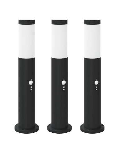 Lampioni a paletto con sensore 3 pz 50 cm Acciaio Inox IP44