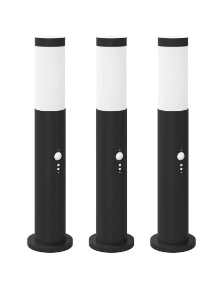 Lampioni a paletto con sensore 3 pz 50 cm Acciaio Inox IP44