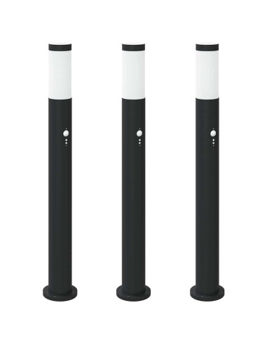 Lampioni a dissuasore con sensore 3 pz 80 cm Acciaio Inox IP44