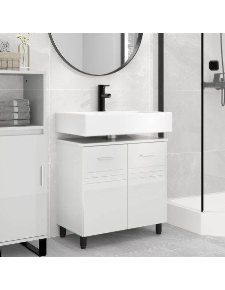 Mobiletto da bagno Bianco Lucido 60 x 35 x 60 cm
