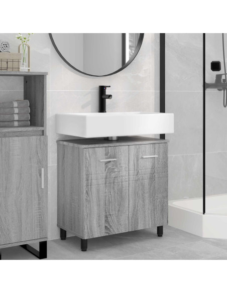 Mobiletto da bagno Sonoma grigio 60 x 35 x 60 cm