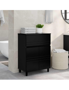 Mobiletto da bagno Nero 60 x 35 x 80 cm Legno ingegnerizzato