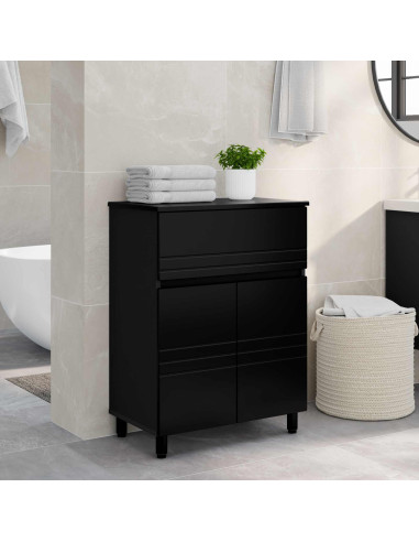 Mobiletto da bagno Nero 60 x 35 x 80 cm Legno ingegnerizzato