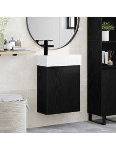 Mobile bagno con rubinetto Rovere Nero 45,5 x 22,5 x 84 cm