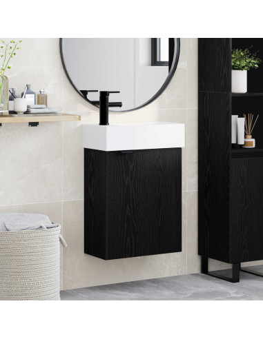 Mobile bagno con rubinetto Rovere Nero 45,5 x 22,5 x 84 cm
