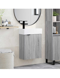 Mobile bagno con rubinetto Sonoma grigio 45,5 x 22,5 x 84 cm