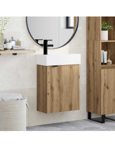 Mobile bagno con rubinetto Rovere Artigianale