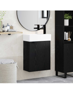 Mobile bagno con rubinetto Rovere Nero 45,5 x 22,5 x 84 cm