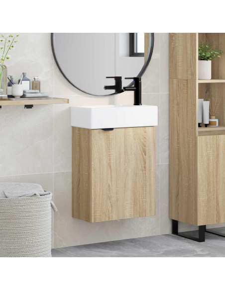 Mobile bagno con rubinetto Rovere Sonoma 45,5 x 22,5 x 84 cm