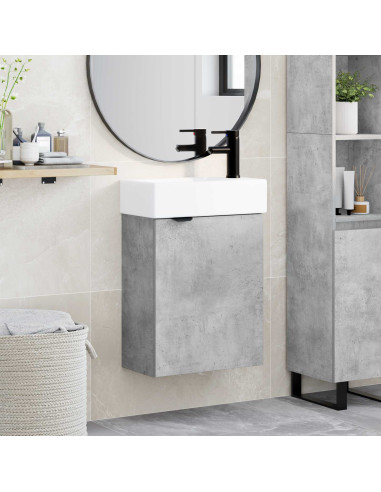 Mobile bagno con rubinetto Grigio Cemento 45,5 x 22,5 x 84 cm