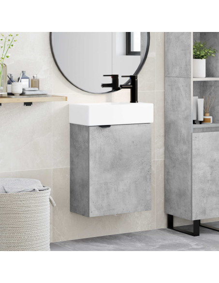 Mobile bagno con rubinetto Grigio Cemento 45,5 x 22,5 x 84 cm