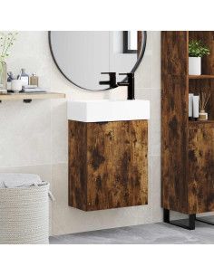 Mobile bagno con rubinetto Rovere Fumo 45,5 x 22,5 x 84 cm