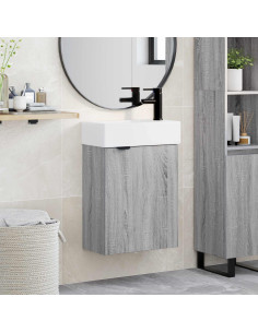 Mobile bagno con rubinetto Sonoma grigio 45,5 x 22,5 x 84 cm