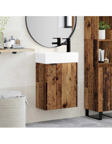 Mobile bagno con rubinetto Legno antico 45,5 x 22,5 x 84 cm
