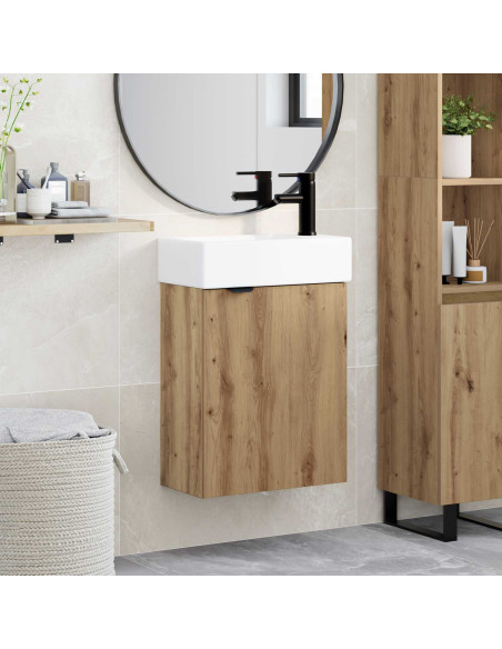 Mobile bagno con rubinetto Rovere Artigianale