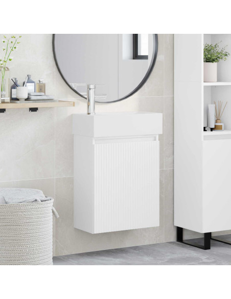 Mobile bagno con rubinetto Bianco 45,5 x 22,5 x 84 cm