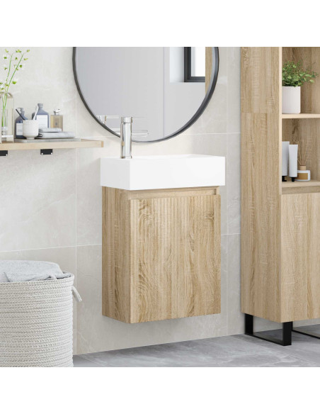 Mobile bagno con rubinetto Rovere Sonoma 45,5 x 22,5 x 84 cm