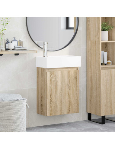 Mobile bagno con rubinetto Rovere Sonoma 45,5 x 22,5 x 84 cm