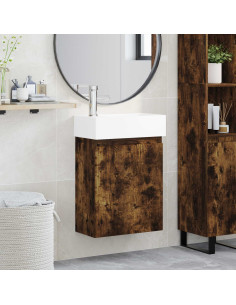 Mobile bagno con rubinetto Rovere Fumo 45,5 x 22,5 x 84 cm 2