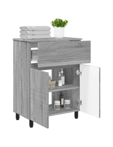 Mobiletto da bagno Sonoma grigio 60 x 35 x 80 cm