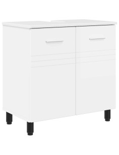 Mobiletto da bagno Bianco Lucido 60 x 35 x 60 cm 2