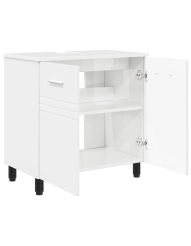 Mobiletto da bagno Bianco Lucido 60 x 35 x 60 cm