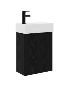Mobile bagno con rubinetto Rovere Nero 45,5 x 22,5 x 84 cm 2