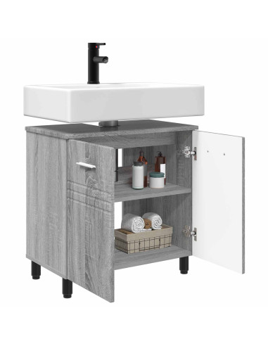 Mobiletto da bagno Sonoma grigio 60 x 35 x 60 cm