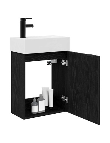 Mobile bagno con rubinetto Rovere Nero 45,5 x 22,5 x 84 cm