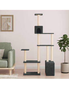 Albero per gatti con pali per graffiare in sisal Grigio Scuro
