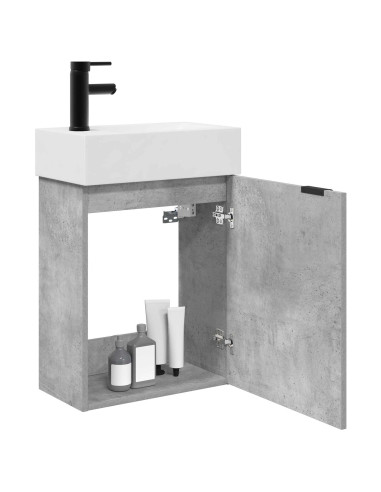 Mobile bagno con rubinetto Grigio Cemento 45,5 x 22,5 x 84 cm