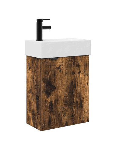 Mobile bagno con rubinetto Rovere Fumo 45,5 x 22,5 x 84 cm