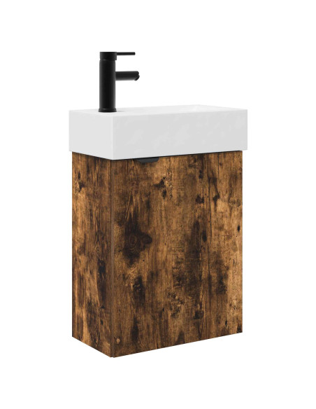 Mobile bagno con rubinetto Rovere Fumo 45,5 x 22,5 x 84 cm
