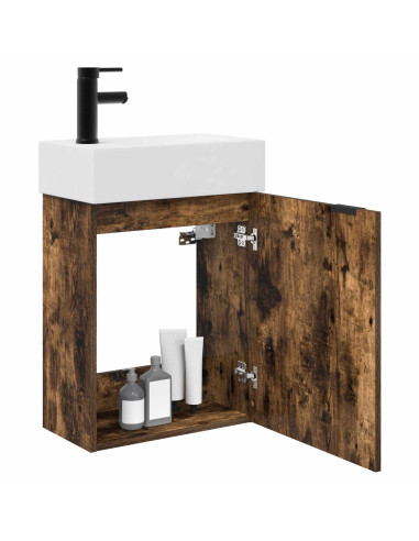 Mobile bagno con rubinetto Rovere Fumo 45,5 x 22,5 x 84 cm