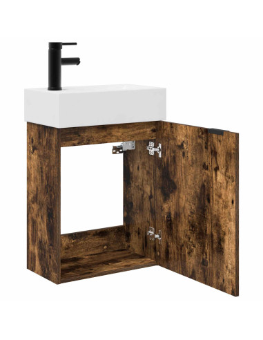 Mobile bagno con rubinetto Rovere Fumo 45,5 x 22,5 x 84 cm