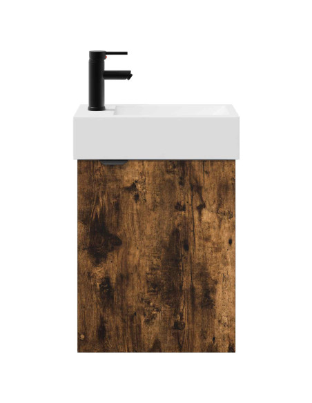 Mobile bagno con rubinetto Rovere Fumo 45,5 x 22,5 x 84 cm