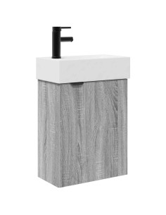 Mobile bagno con rubinetto Sonoma grigio 45,5 x 22,5 x 84 cm 2